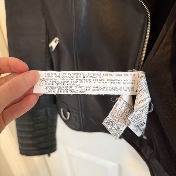 Zara Genuine Sheep Leather Moto Jacket, Size Medium - Picture 7 of 7